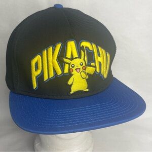 Pokemon Happy Pikachu Hat Adjustable Nintendo Snapback Cap Black Blue Yellow